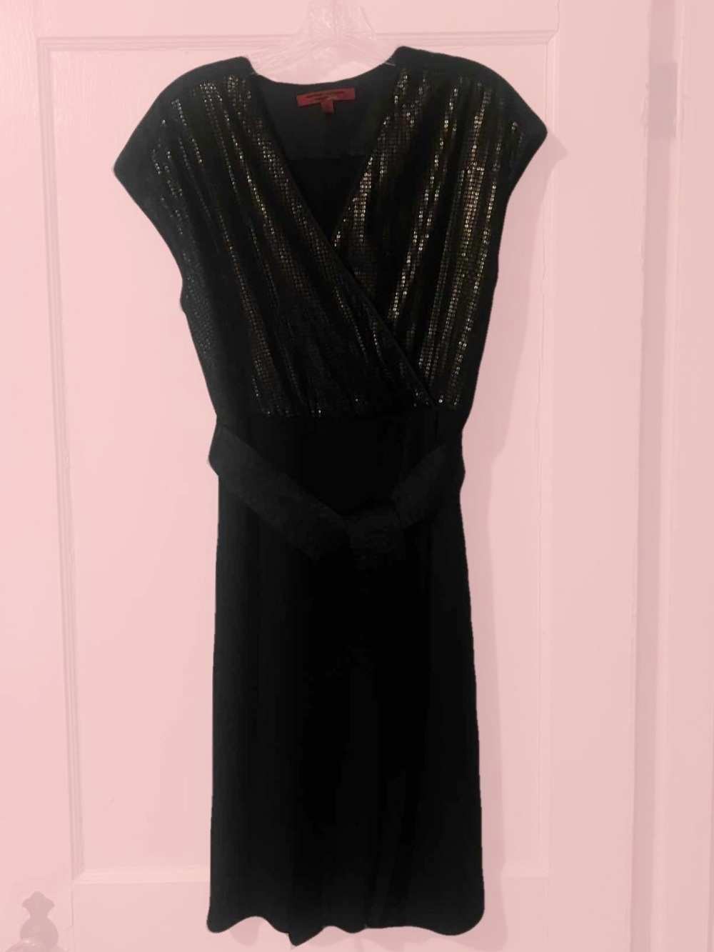 50% off! SUMMER SALE Narciso Rodriguez Sequin Faux-Wrap Dress Copper Bodice Sz M